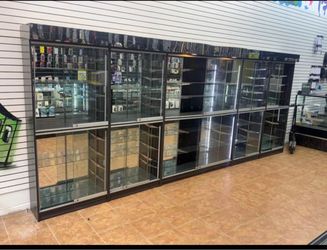 Retail glass display wall cases