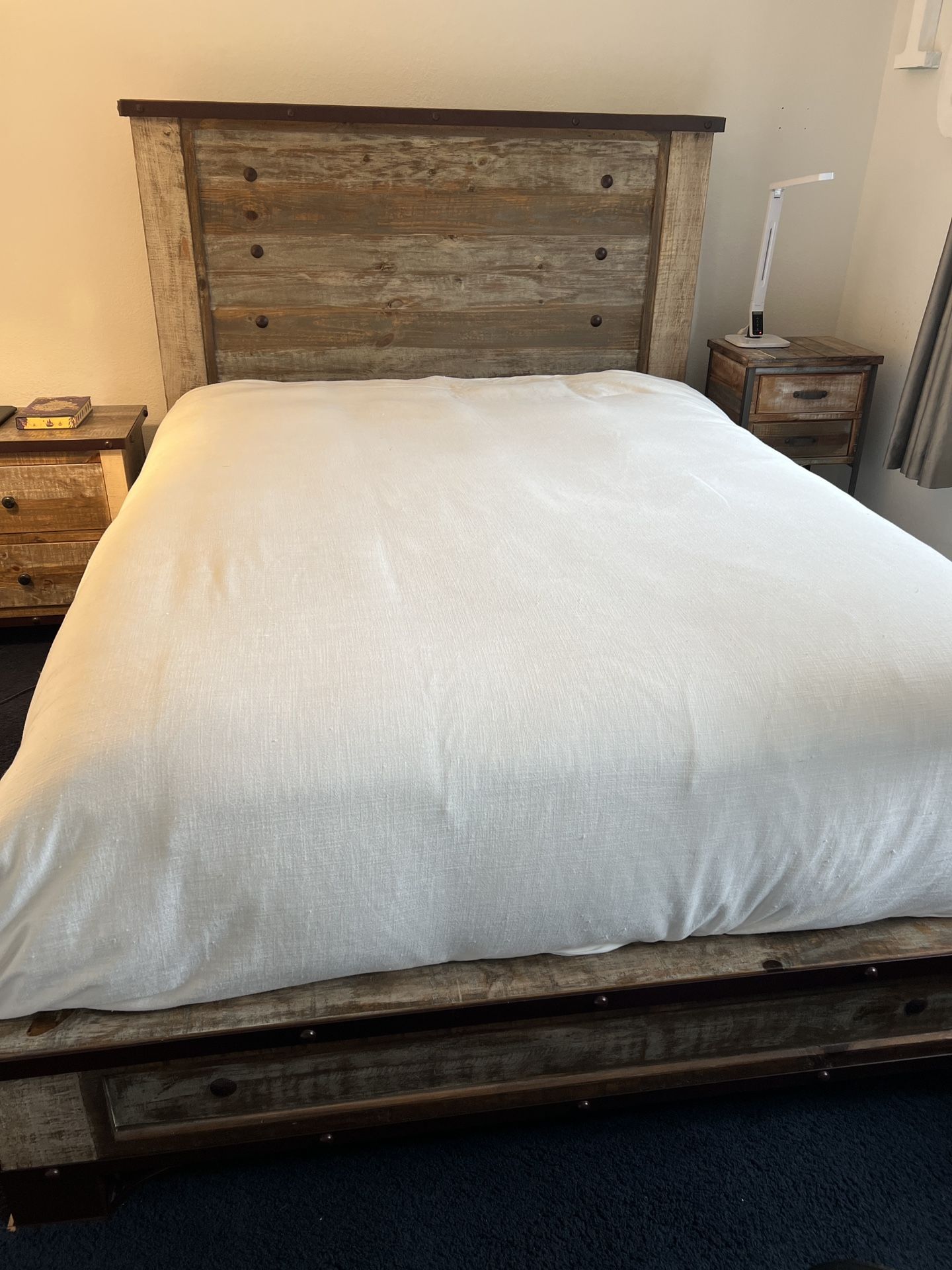 Beach vibe Queen Bed frame and tables  