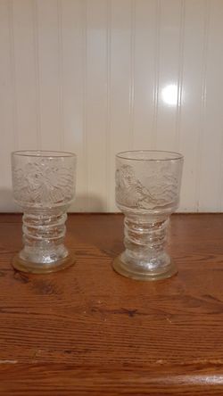 Lord Of The Rings Strider Light-up Glass Goblets " Frodo" & " Scrioer" 6.5" Tall Each