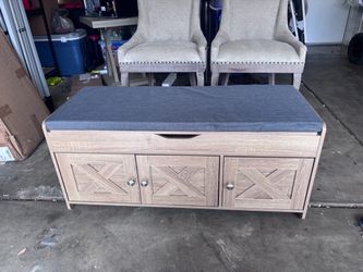 New Storage Bench with Cushion and Cabinet Doors