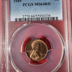 1949 Lincoln Wheat Cent – PCGS MS64RD – Brilliant Red – Gem BU Penny