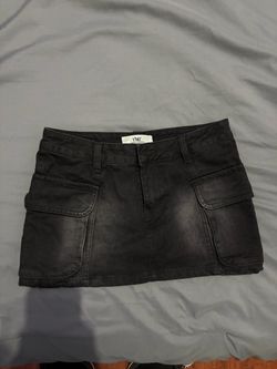 YMI Black Denim Cargo Mini Skirt