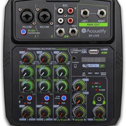 B4-Live 4-Channel DJ Mixer with Bluetooth, USB Playback, Recording, 48V Phantom Power, and Effects – Professional DJ Audio Mixer for Live Sound, Podca
