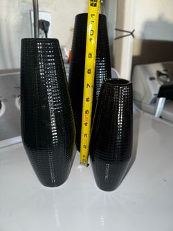 Ceramic Black Vases, Set of 3