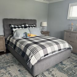 Bed Frame, Headboard, Queen Size Mattress, Box spring