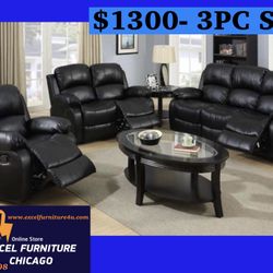 Brand New 3PC Reclining Sofa Loveseat Chair Set 