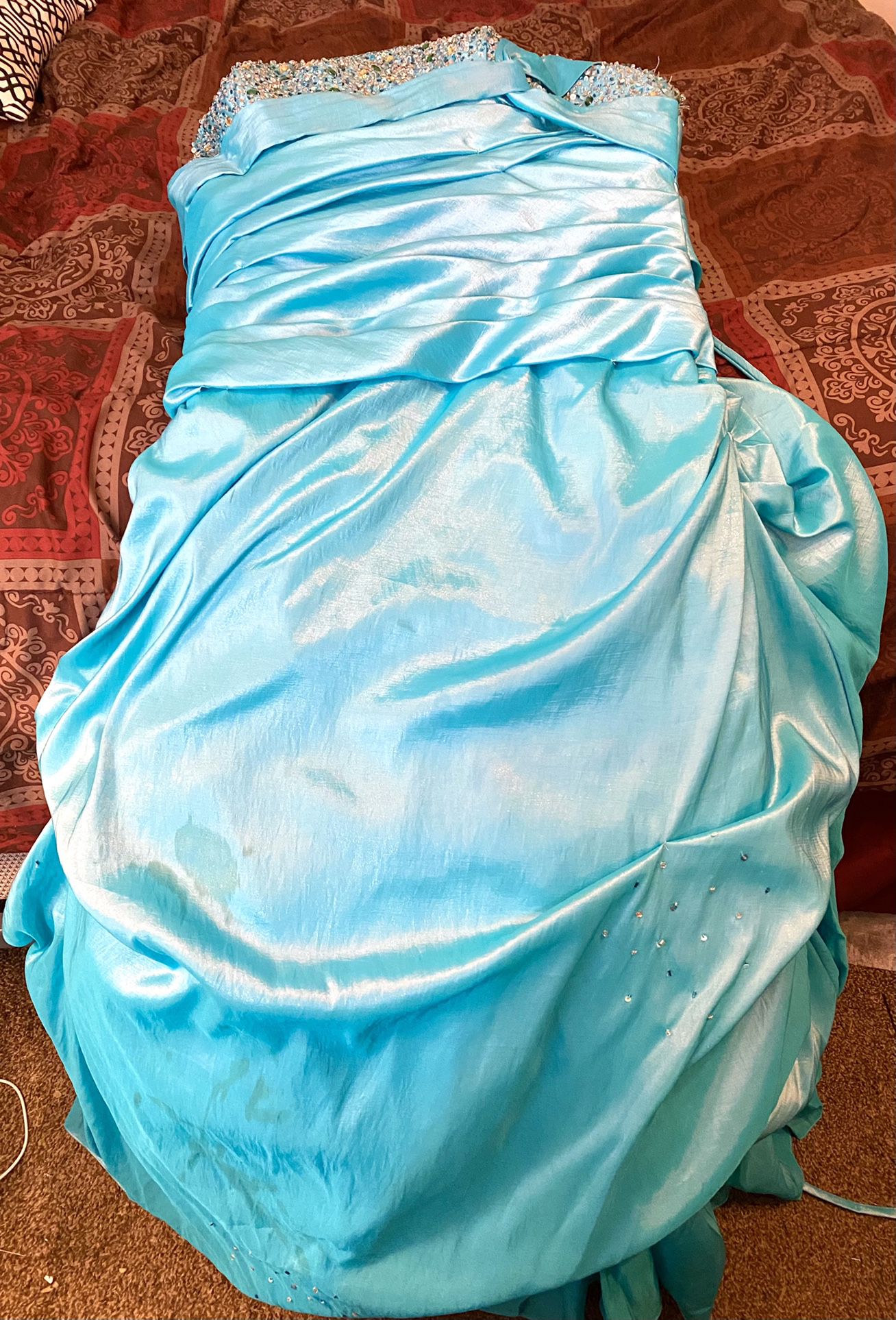 Floor-Length, Baby- Blue Prom Dress