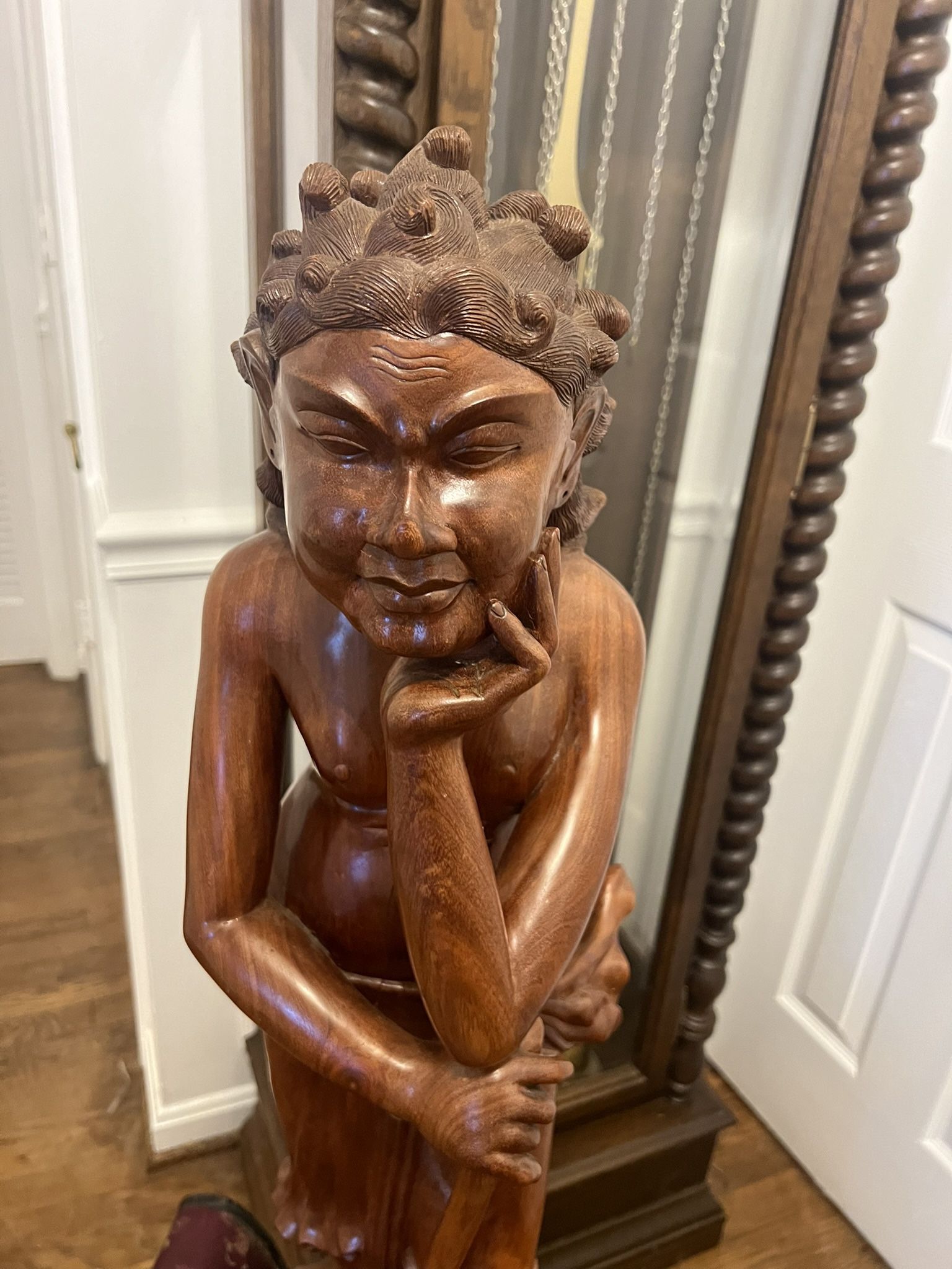 Vintage Hand Carved  Wooden Female Statue