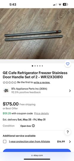 GE Cafe Refrigerator Freezer Stainless Door Handle Set of 2 