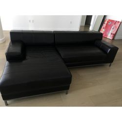 IKEA Kramfors Black Leather Sofa 
