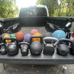 LIGHT WEIGHT  MEDICINE  BALLS :  6 lbs.  To 15 lbs.    &   KETTLEBELLS : 8lbs. Up To 124lbs.