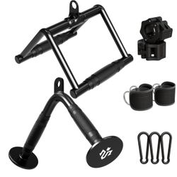 Mikolo Cable Attachments for Gym, Heavy-Duty Cable Machine Attachment Set with LAT Pulldown, V Bar, Double D Handle, Ankle Straps, and Barbell Clamps