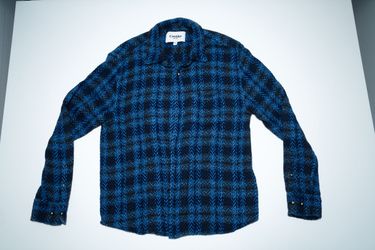 Corridor Blue Acid Plaid Long Sleeve Shirt Medium