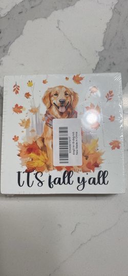 It's Fall Y'all Golden Retriever Decorative Block Sign