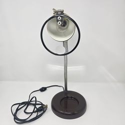 Vintage Industrial Gooseneck Magnifying Desk Lamp Brown Hobby Craft Light Working