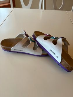 Girls Size 3 White Birkenstock Slip On Shoes