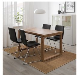 Ikea MÖRBYLÅNGA Dining Table and 4 Leather Chairs