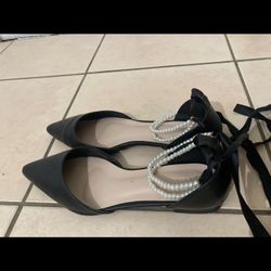 Shein Black Pearls Flats
