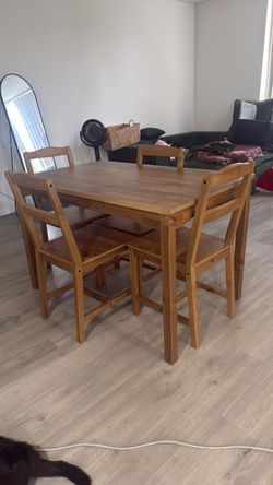 Wooden Dining Table and 4 Chairs Set