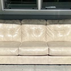 Cream Color Leather Sofa with 4 seats