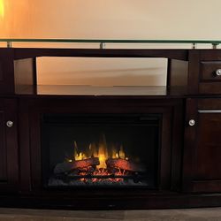 Fire Place Stand with Glass Top