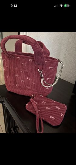 Madden Girl Small Burgundy Embroidered Top Handle Satchel w/ Pouch Strap