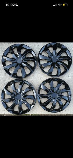 WJ-5084-17 17” Black Gloss Wheel Covers Set 4 One Clip Broken