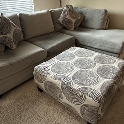 MOVING SALE – Gray Chaise Sectional + Ottoman | Must Go ASAP