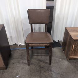Brown Upholstered Wood Dining Chair