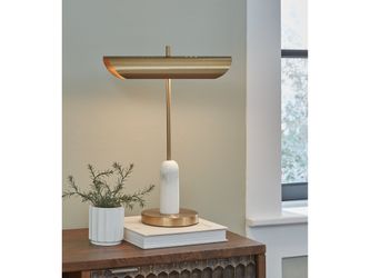 Rowleigh Gold Finish/White Desk Lamp