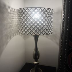 Rhinestone Glam Lamp Silver Chrome Bedroom Lamp