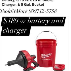 Jet Drain Snake  25 Feet Combo Comes With Battery Charger And  Bucket