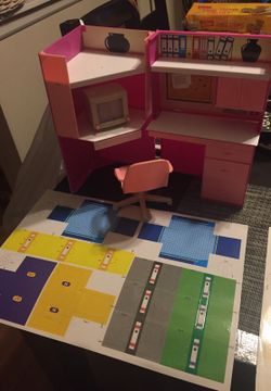 Barbie office furniture with light up computer
