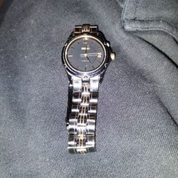 Mens Seiko Kinetic 5M62-0C80 Gun Metal/Gold Tone Black Gray Wrist Watch