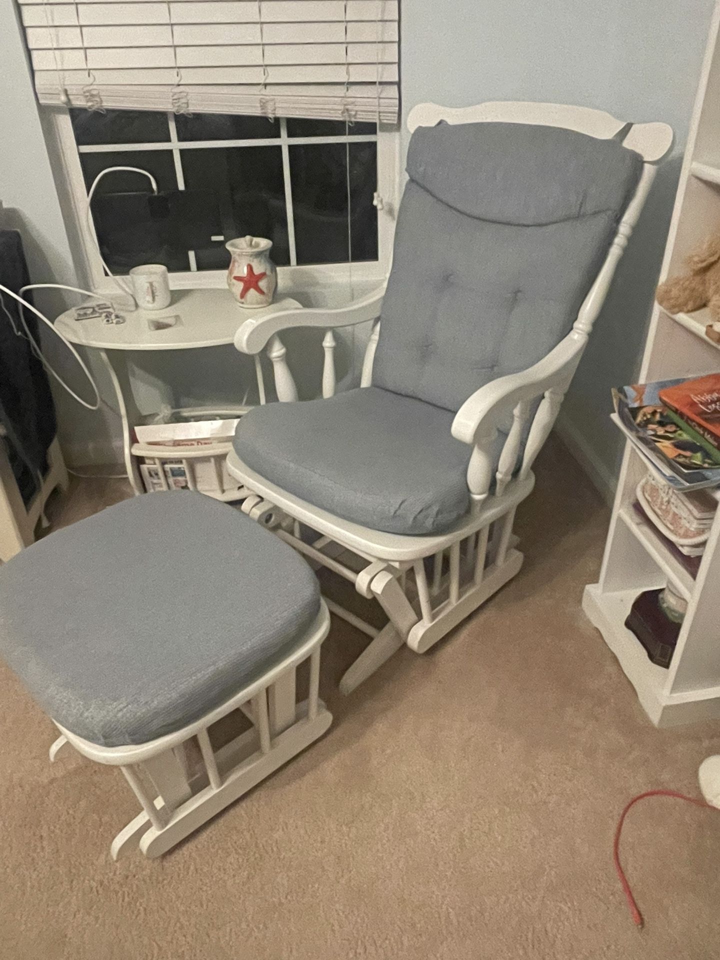 White Wood Glider Rocker 