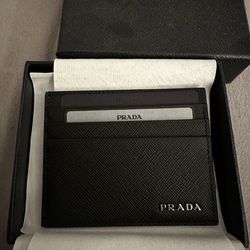 New - Prada Black Leather Card Holder / Wallet New