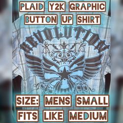 Street Rules Plaid Y2K Graphic Button Up Shirt