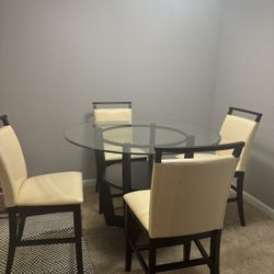Ciara Espresso 48in Round Counter Height Dining Table And Chairs