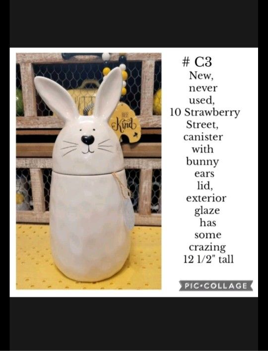 New, 10 Strawberry Street, Canister With Lid...