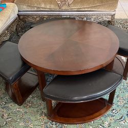 Coffee table with four stools