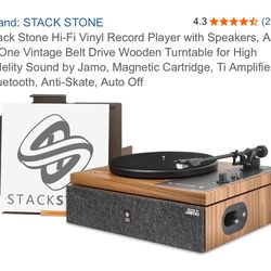 Stack Stone Hi-Fi Vinyl Record Player with Speakers Bluetooth - Savage the one 