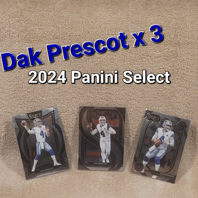2024 PANINI SELECT DAK PRESCOTT x3 NFL FOOTBALL CARDS * CONCOURSE PREMIER CLUB DALLAS COWBOYS