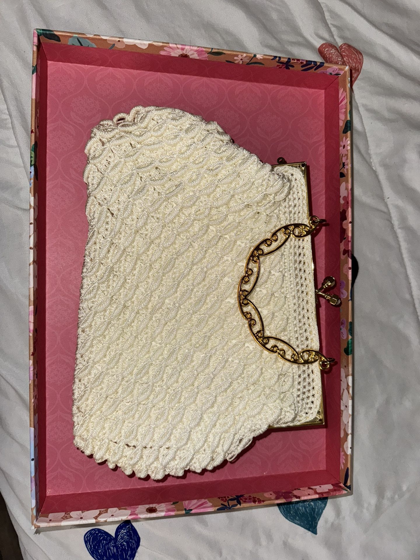 Elegant Cream Knit Women's Bag