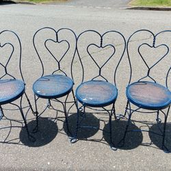 Circa 1900 Cute Ice Cream Store Steel Chairs