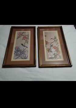 FRAMED - MATTED FINE WALL ART - BIRDS ON BRANCH 21"×12"