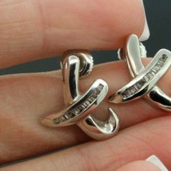 Women's 14k White Gold & Diamond Unique X Earrings 0.20 TCW H SI 3.4g #31432B