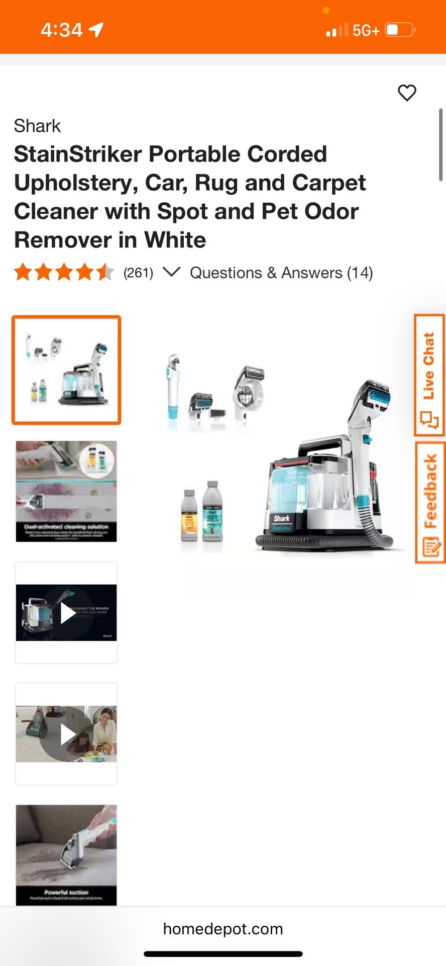 Shark Stain Stryker Pet Portable Carpet Cleaner