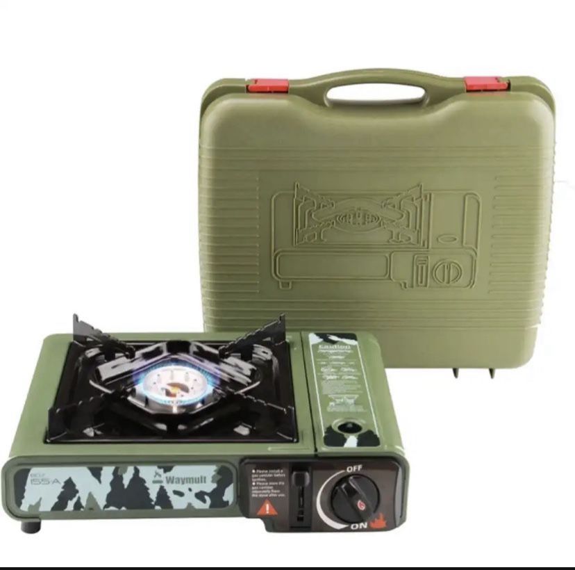 Coleman Classic 1-Burner Butane Camping Stove | Academy Waymult Camo Camping Stove For Cooking Outdoor With Stove Guard, Butane Fuel Portable Backpacking Stove suitable for Hiking, Boating and BBQ with carr