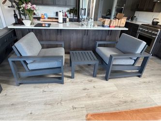 Pottery Barn Malibu Outdoor Lounge Chairs (2) + Matching Coffee Table