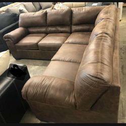 Look Of Leather Brown L Shaped Modern Sectional☄️ 